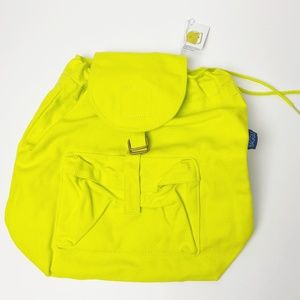 Baggu Backpack - Neon Yellow - Recycled Cotton Canvas Knapsack Daypack